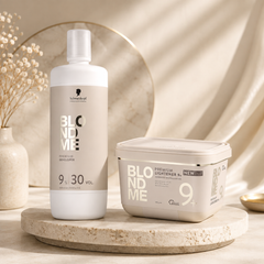 Pachet BLONDME Pudră Decolorantă Premium Lightener 9+ 450 g + Oxidant 9%| 30 Vol 1000 ml – Schwarzkopf Professional